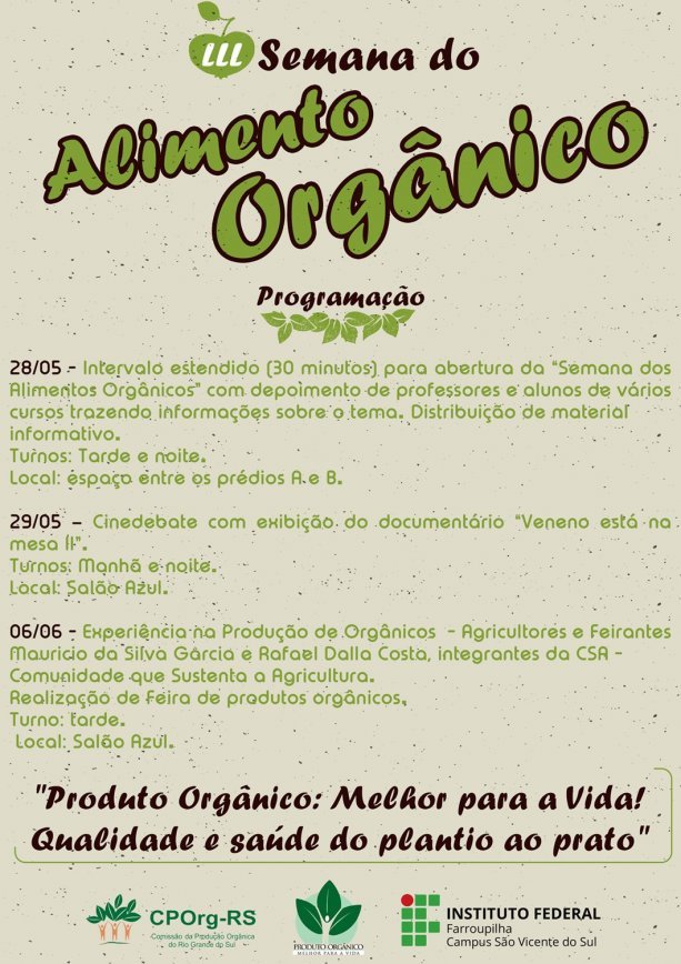 Semana dos Alimentos Orgânicos 2019