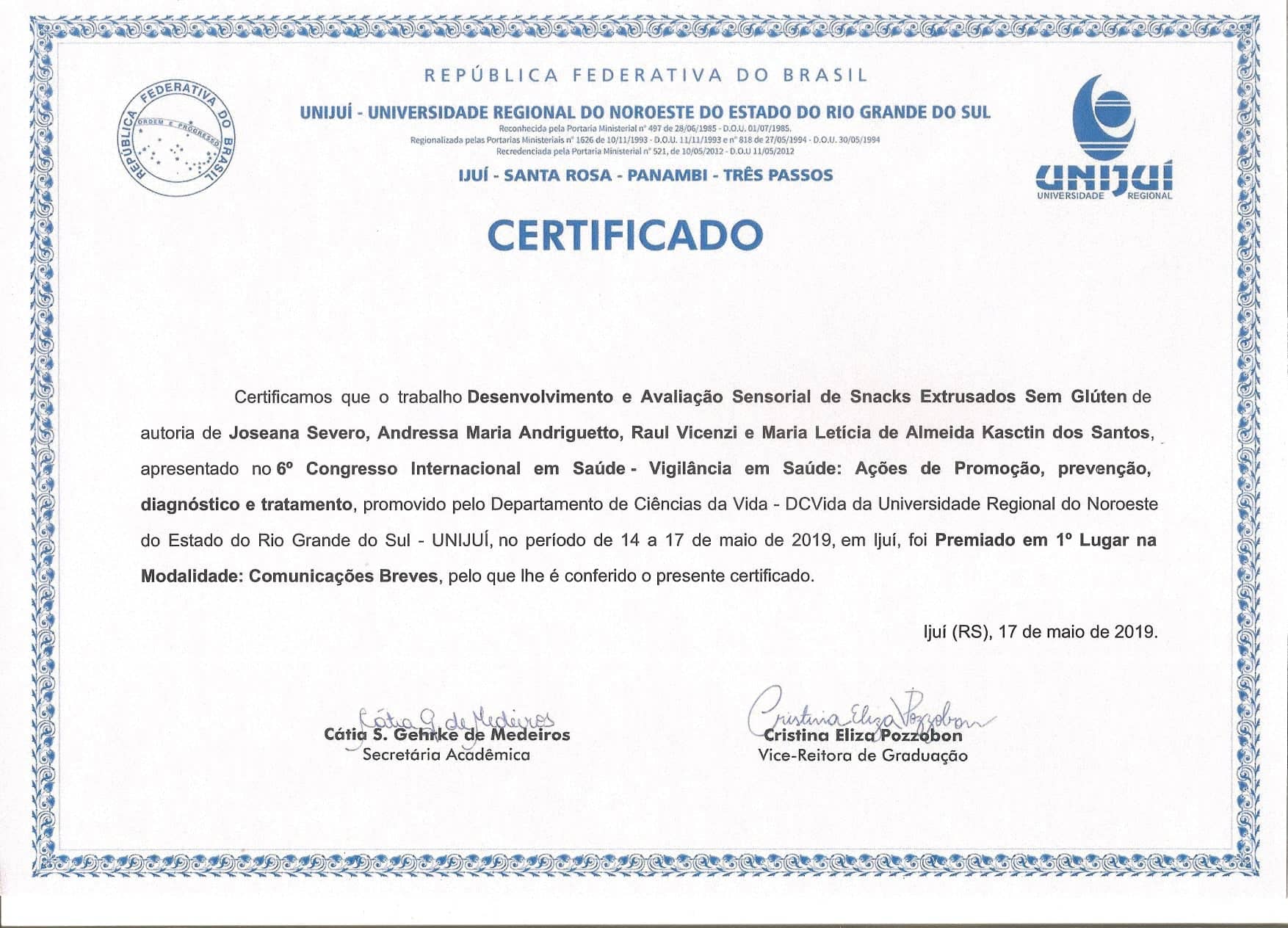 Certificado Andressa