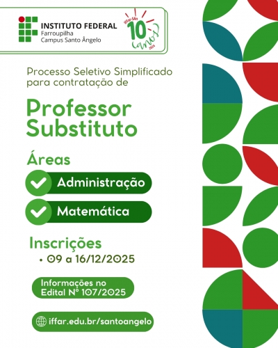 Inscrições abertas - Contratação de Professor Substituto de Administração e Matemática