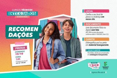 Confira a Lista Definitiva de Inscritos e os Locais de Prova- Processo Seletivo dos Cursos Técnicos Integrados